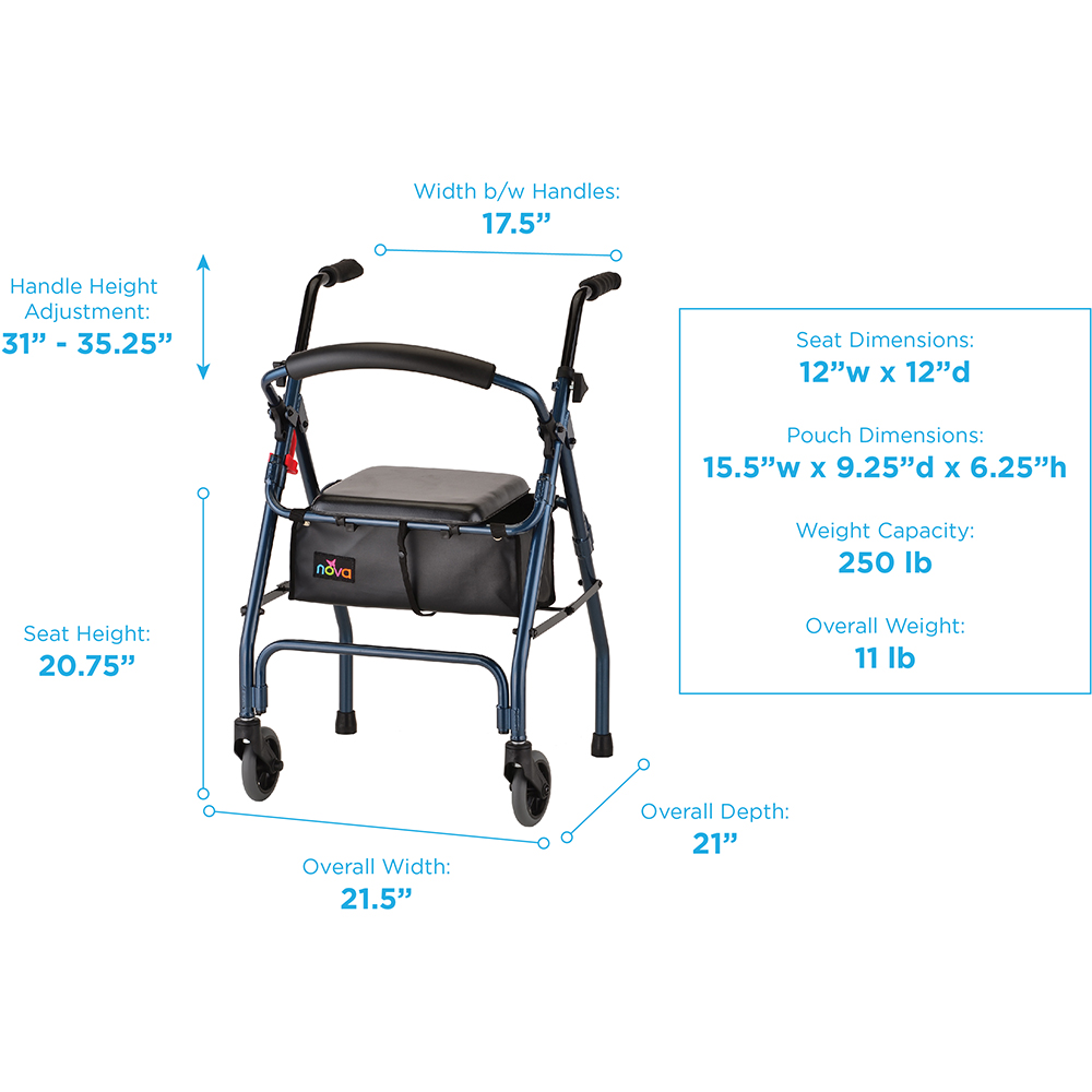 CRUISER II ROLL WLKR BLUE DIMENSIONS